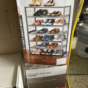 Two tier stackable shoe rack